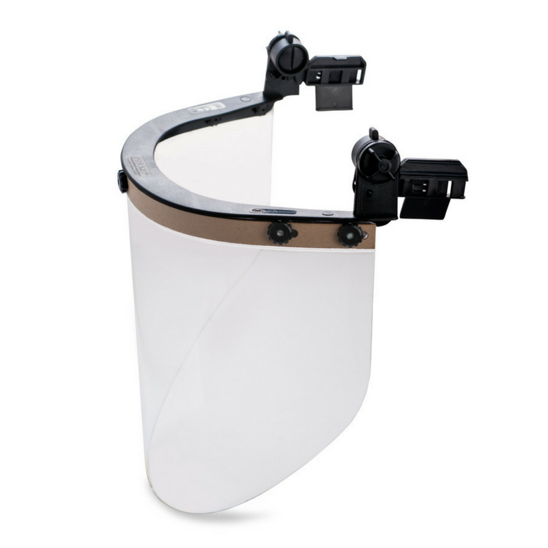 Щиток с креплением на каске для защиты от твёрдых частиц, брызг жидкостей, в т.ч. химических веществ, краски, искр